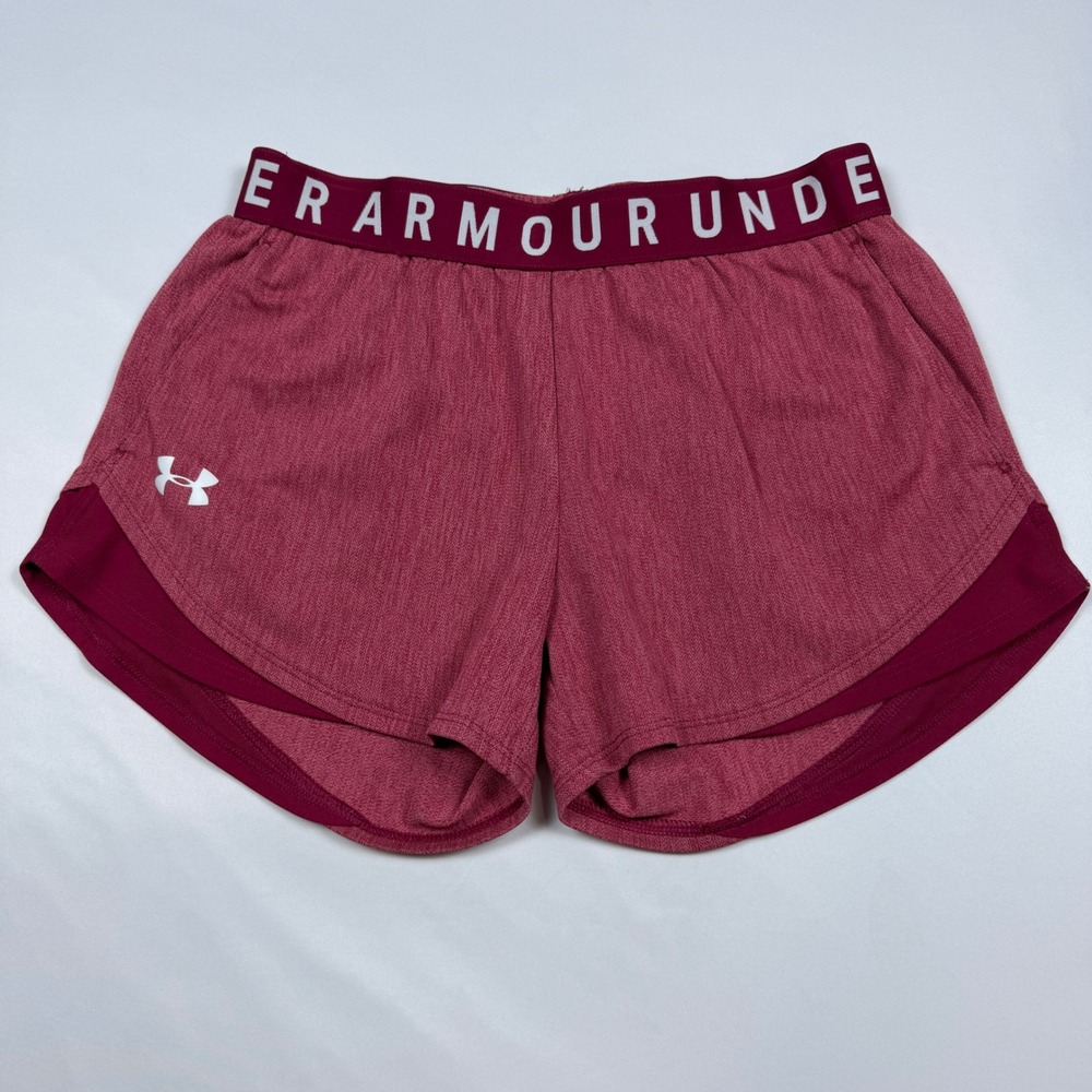 Under Armour Play Up Shorts Womens Small Red Heathered Athletic Running Gym